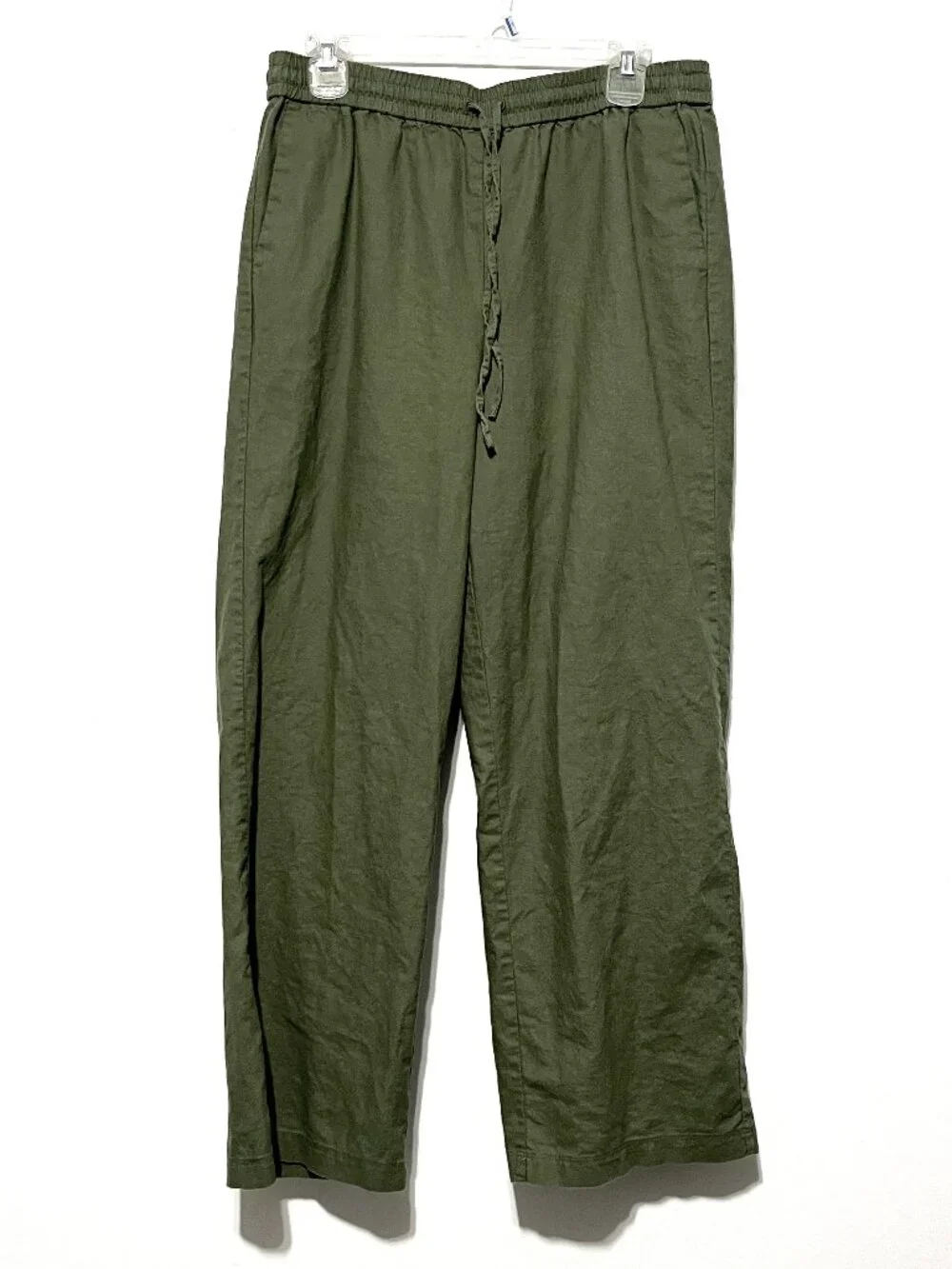 J Crew Womens Wide Leg Linen Blend Pants 8 Green Indie Boho Herbalist Granola - Picture 1 of 7